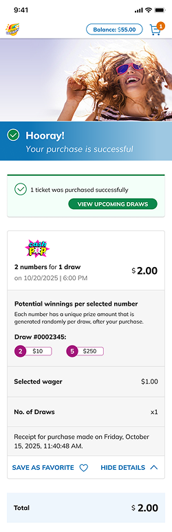 Review your purchase receipt